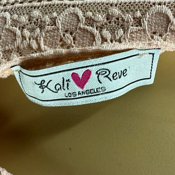 Kali Reve Pink Lace Sleeveless Keyhole Back Semi Sheer Tank Blouse Womens XL - Picture 7 of 8